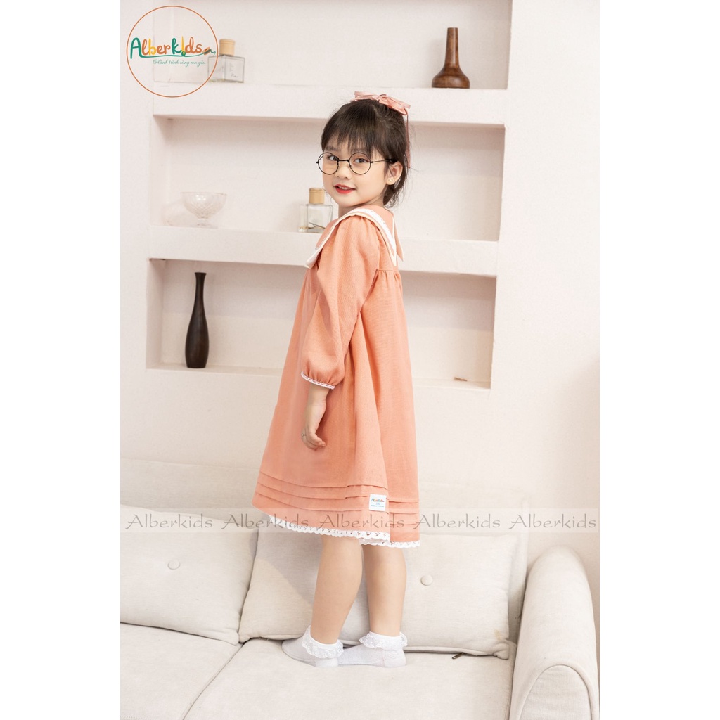 Váy bé gái ALBERKIDS tay dài HỒNG Lola công chúa xinh đẹp cho trẻ em gái từ 2,3,4,