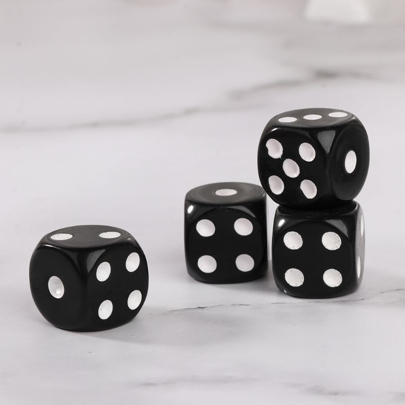 Set 10 viên xí ngầu 6 mặt 16mm màu trắng/đen nhiều kiểu tùy chọn