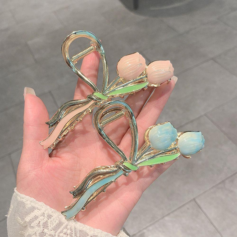 Kẹp Tóc Kim Loại Hình Hoa Tulip / Cá Mập Thời Trang Cho Nữ