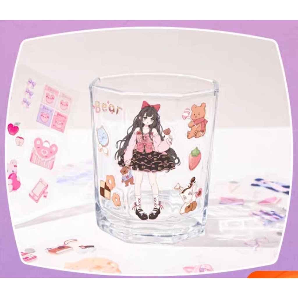 💕 Hộp 100 tấm sticker PVC chủ đề Cổ trang Anime trang trí sổ dễ thương