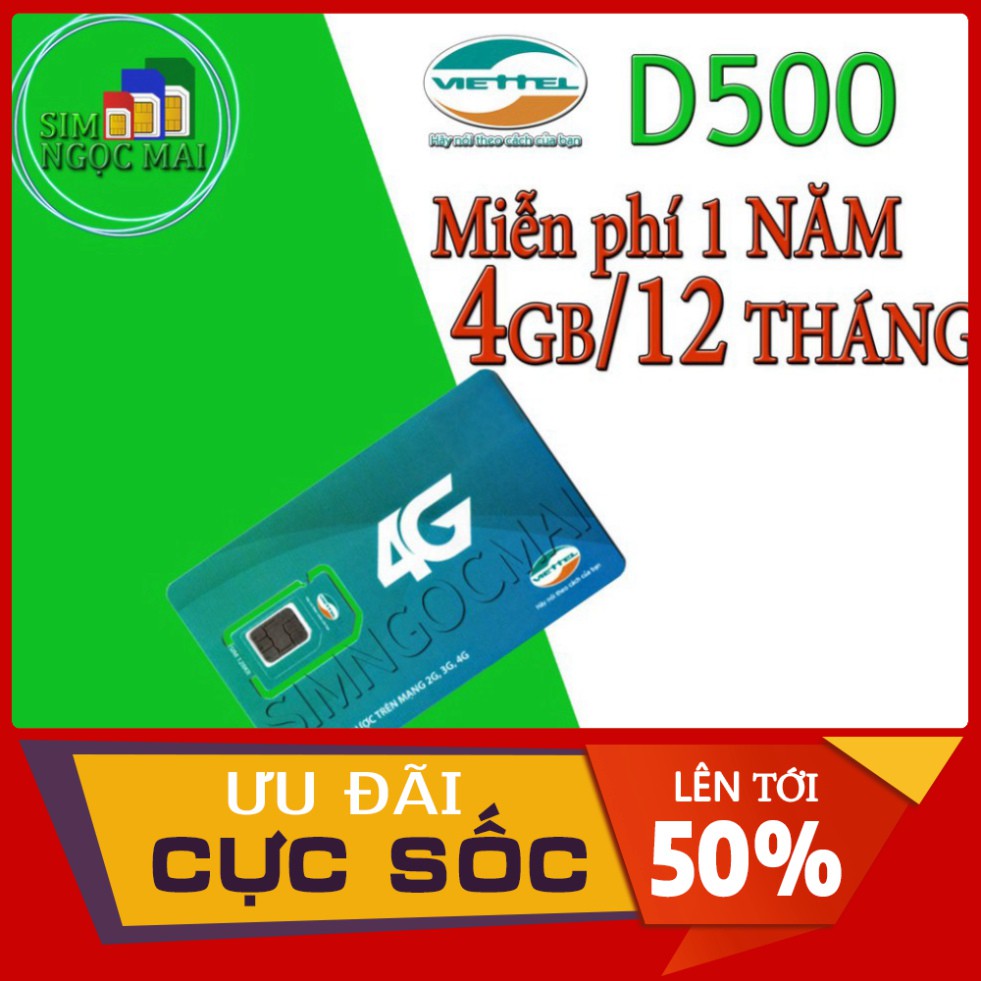 SALE KHÔ MÁU [FREESHIP] Sim 4G Viettel D500 - D500T  5Gb/tháng Trọn Gói 1 Năm Không Nạp Tiền - NGHE GỌI ĐƯỢC @@@