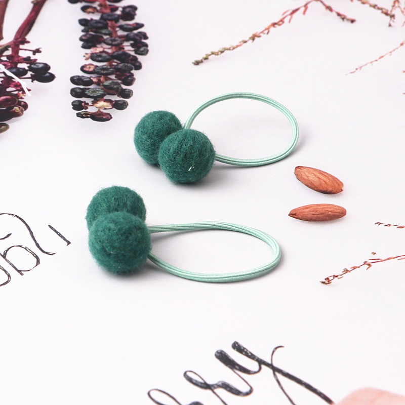 1 dây buộc tóc co giãn đính quả bông nhiều màu sắc mini phong cách Hàn Quốc cho nữ