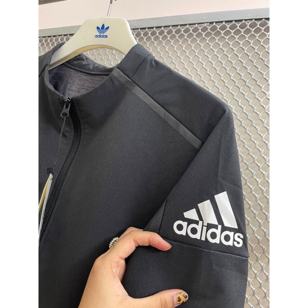 💥XẢ HÀNG 2021💥 Áo khoác gió nam adidas cổ tròn, viền phảng quang, logo 3 sọc bên vai