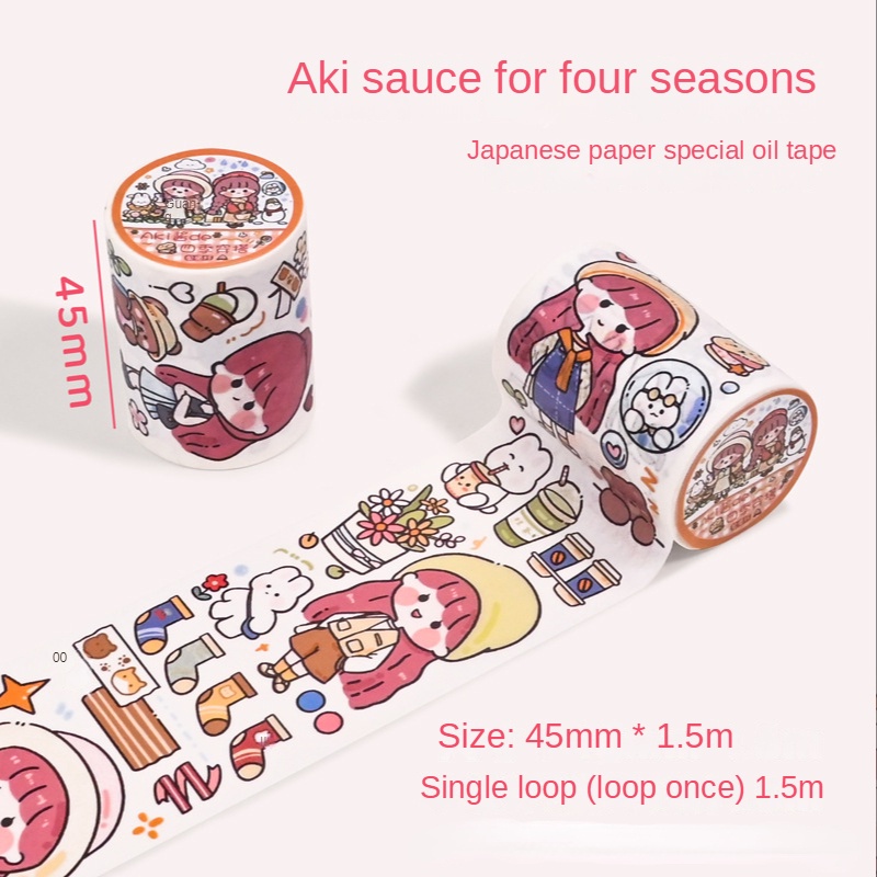 Cuộn Băng Keo Giấy Washi Họa Tiết Hoạt Hình Sáng Tạo Trang Trí Thủ Công