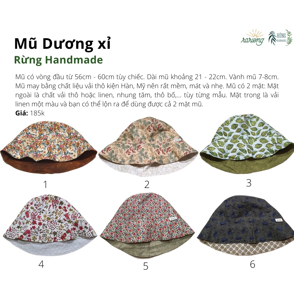 Mũ Dương xỉ - Mũ vải đội được 2 mặt