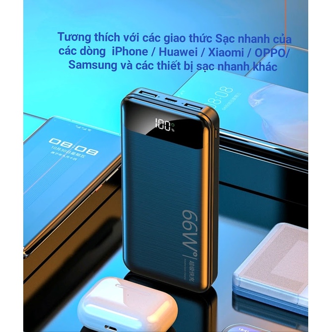 Pin Sạc Dự Phòng HTY-09 20000 mAh Sạc Siêu Nhanh 66W Sạc Nhanh 2 Chiều