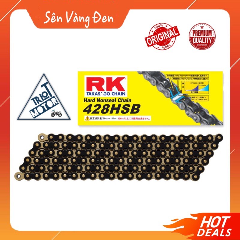 Sên RK Takasago Nhật bản vàng/đen  428HSB - sên Exciter / Winner / Winner X / Raider / Satria