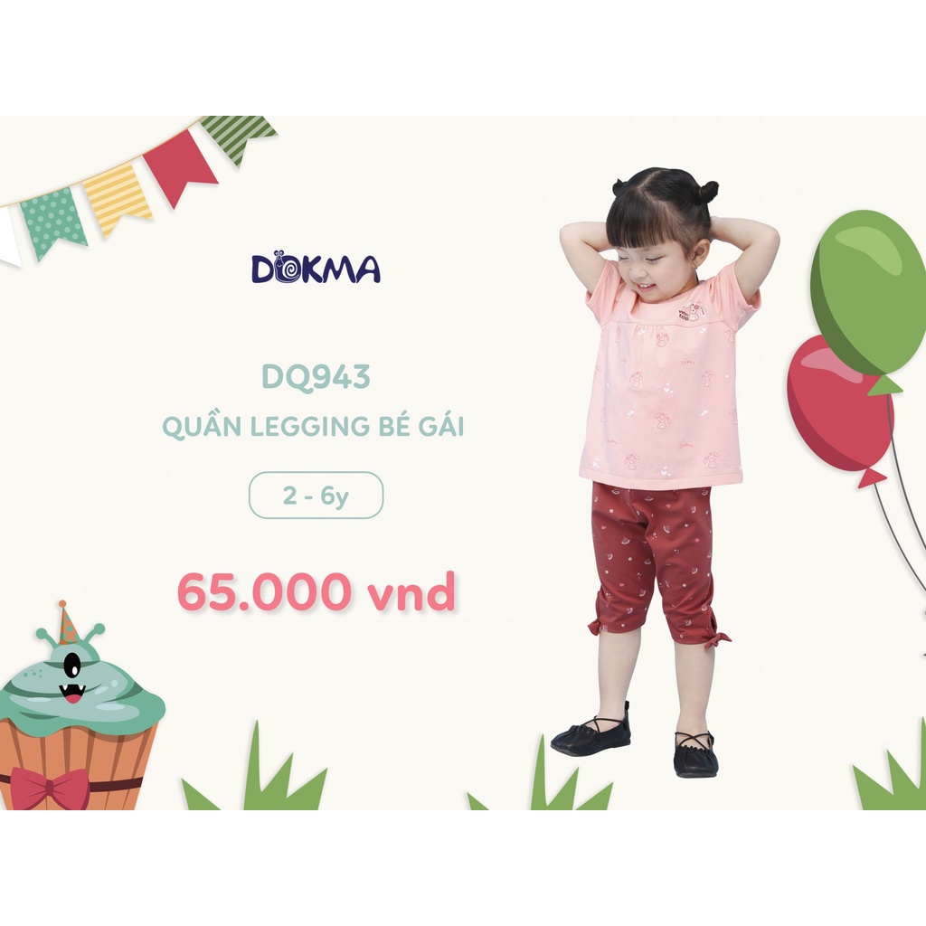 DQ943 Quần legging bé gái họa tiết Dokma (2-6T)