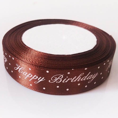 Phụ kiện trang trí bánh sinh nhật bánh kem - RUY BĂNG LỤA IN CHỮ HAPPY BIRTHDAY quấn bánh