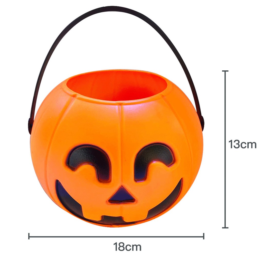 Đèn bí ngô Halloween hở miệng có đèn nhạc đường kính 16cm - Đền lồng Halloween