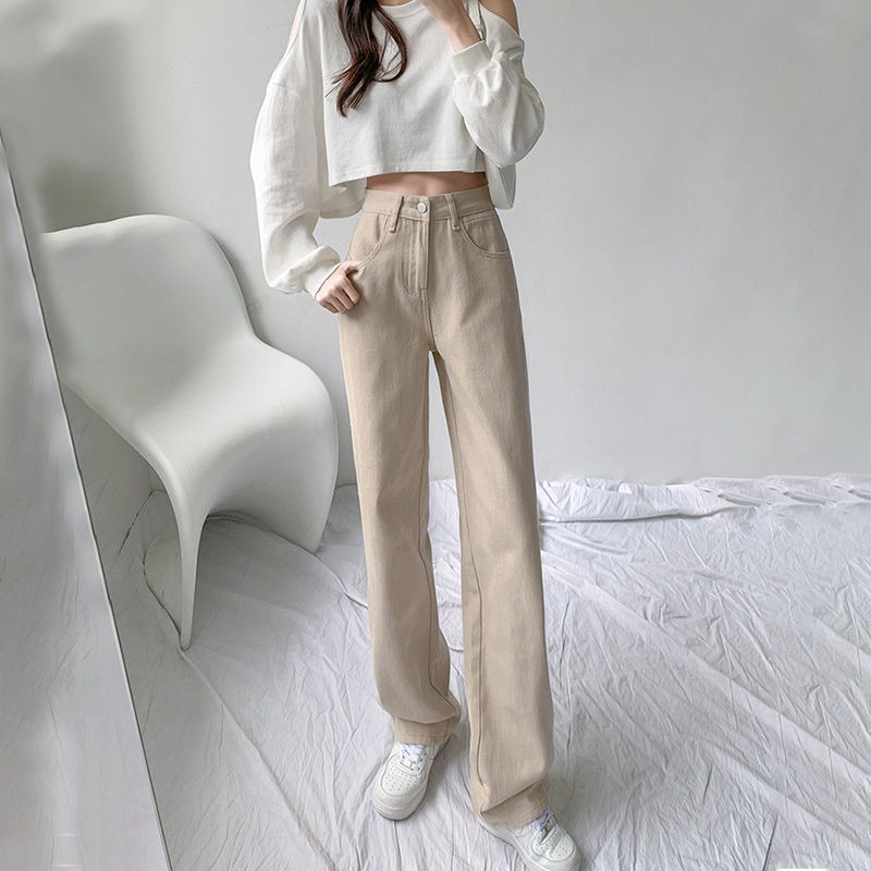 Quần jean ống rộng lưng cao 6 màu sắc thời trang cho nữ