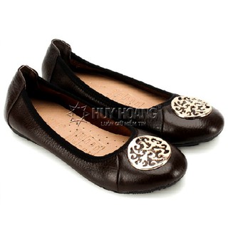 Giày nữ búp bê da bò màu nâu đất ph7907