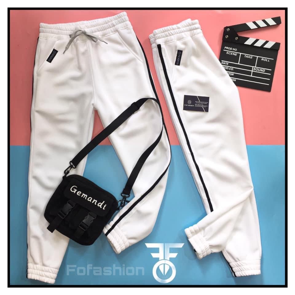 Quần Jogger Thun Trắng Kem Phối Viền, MADE BY F.O.F