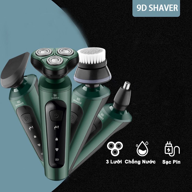Máy Cạo Râu 9D Shaver 4in1 Tặng Kèm 6 Phụ Kiện  Chính Hãng Digitech - Máy Cạo Râu 3 Lưỡi Mini
