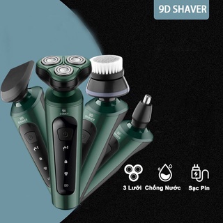 Máy Cạo Râu 9D Shaver 4in1 Tặng Kèm 6 Phụ Kiện Cao Cấp - Máy Cạo Râu 3 Lưỡi Mini