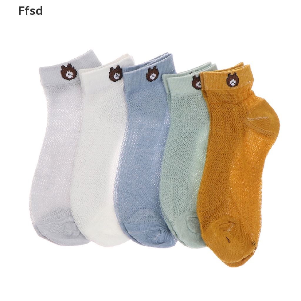 {Ffsd} 5 Đôi Tất Lưới Mỏng Nhiều Màu Sắc Hình Gấu Mới Biết Đi Mùa Xuân Hè Cho Bé Trai Và Bé Gái * Bán Chạy