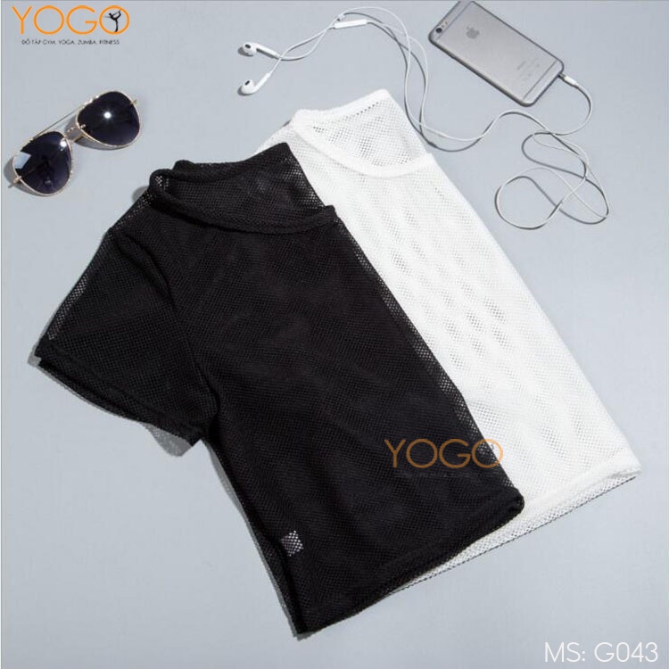 Áo lưới tập gym yoga thể thao nữ YOGO vải lưới thoáng mát mặc ngoài trẻ trung năng động G043
