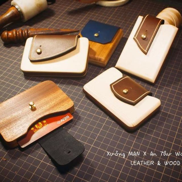 🔥Hộp gỗ phối da (handmade) đựng thẻ - Card holder🔥