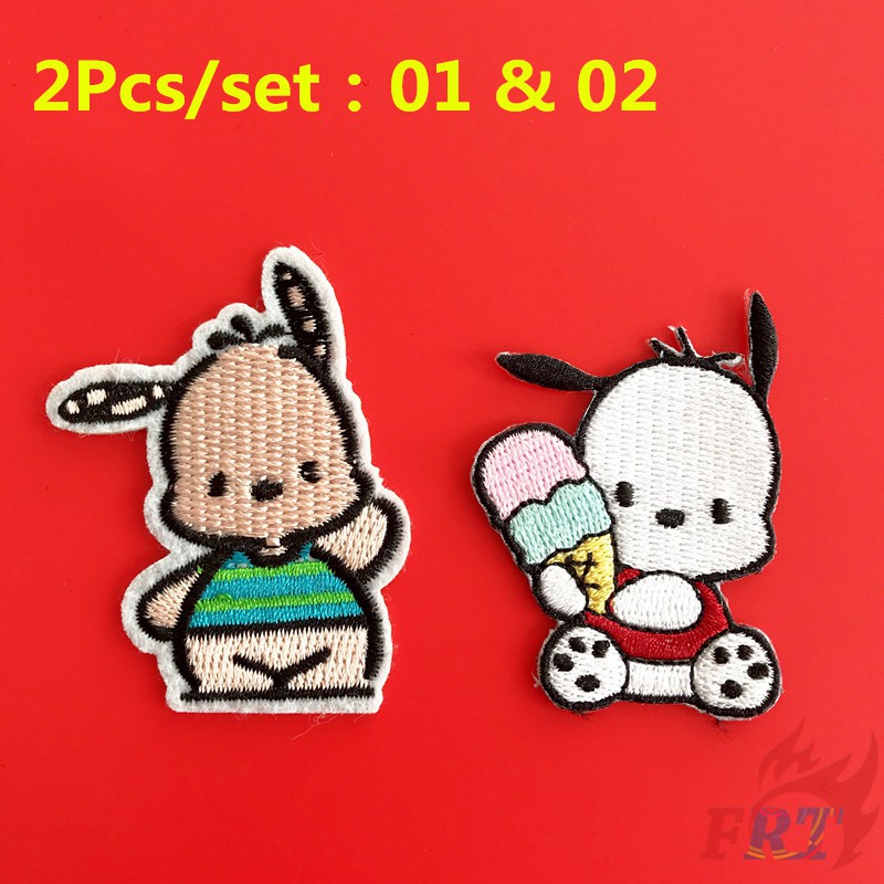 Bộ 1 / 2 miếng dán ủi trang trí quần áo họa tiết chữ Sanrio Pochacao