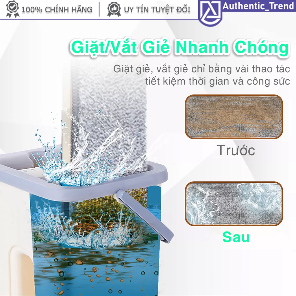Bộ Cây Lau Nhà Tự Vắt Tiện Lợi GauGauLe 2 Ngăn + TẶNG KÈM 2/6 BÔNG LAU