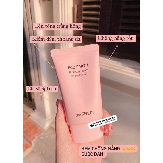 Kem Chống Nắng The Saem Eco Earth Pink Sun Cream