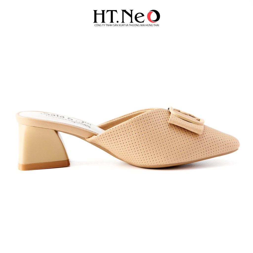Dép nữ HT.NEO Thiết kế sang chảnh cực tôn dáng quai da đính chữ bắt mắt SDN145