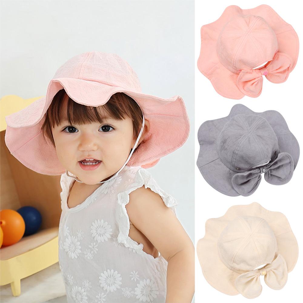 BSUNS Nón Bucket Chất Liệu Cotton Chống Tia UV Phối Nơ Thời Trang Xuân Hè Cho Bé 2-4 Tuổi