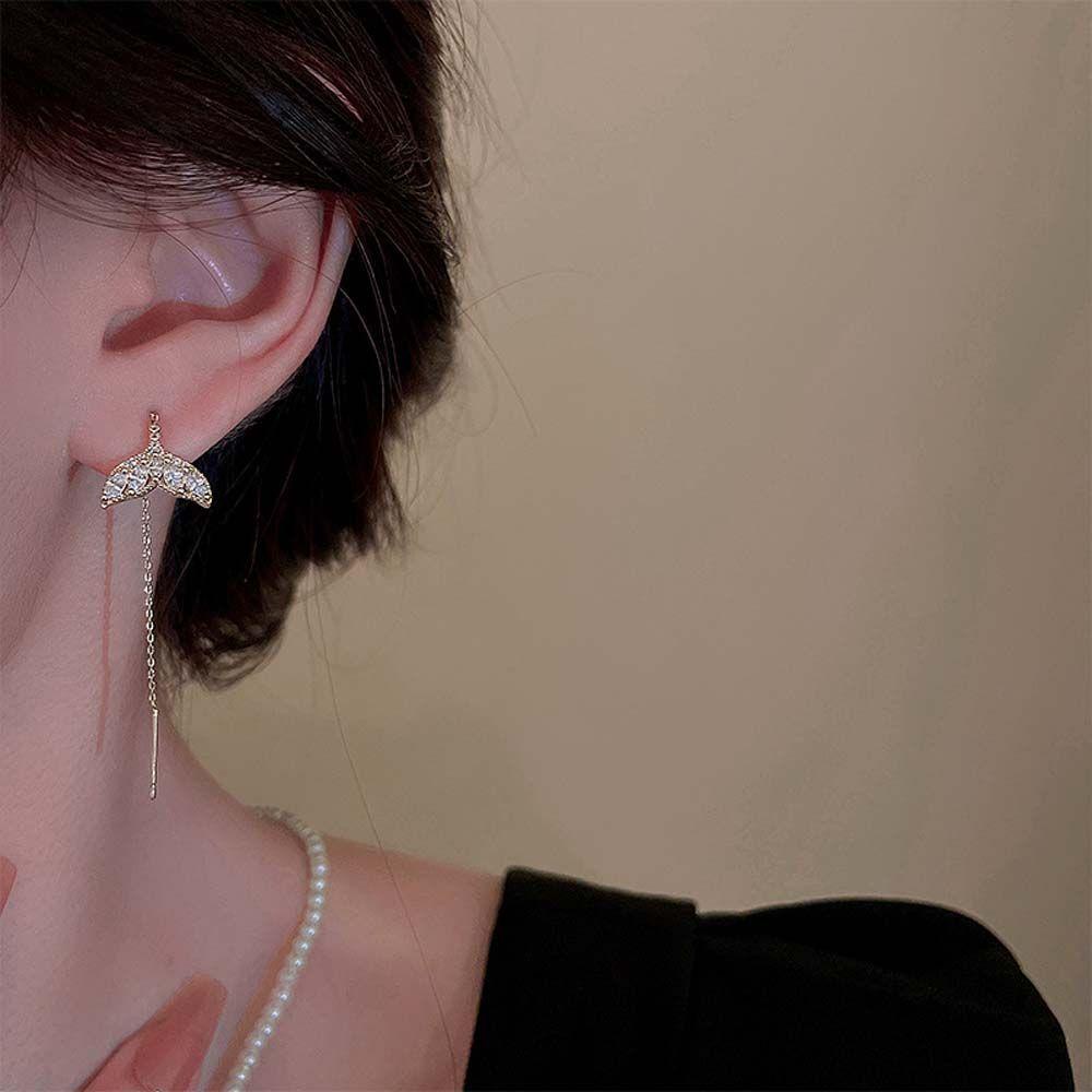 Khuyên Tai Đuôi Cá Dáng Dài Thiết Kế Ngọt Ngào Cho Nữ|Khuyên Tai Phong Cách Hàn Quốc Cho Nữ