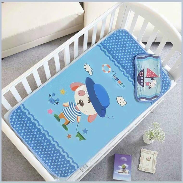 BỘ CHIẾU LỤA - GA LỤA ĐIỀU HOÀ KÈM GỐI (Cho trẻ sơ sinh đến 3 tuổi) ( Hàng Sẵn)