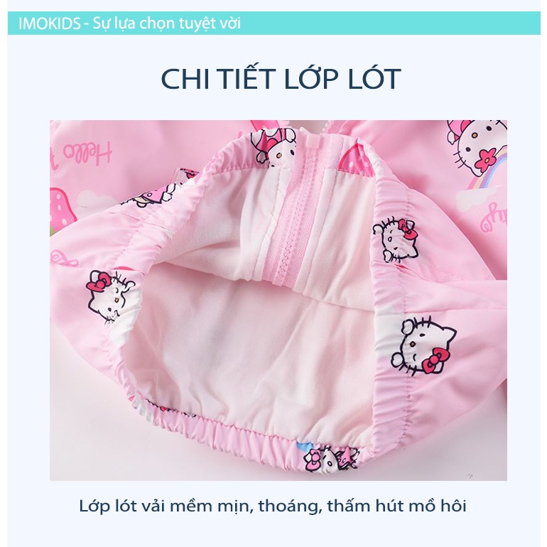 Áo khoác gió bé gái Ravedye Bear 11-23kg áo khoác dù trẻ em 2 lớp chất Poly chống thấm nước nhẹ kín gió có nón có lót