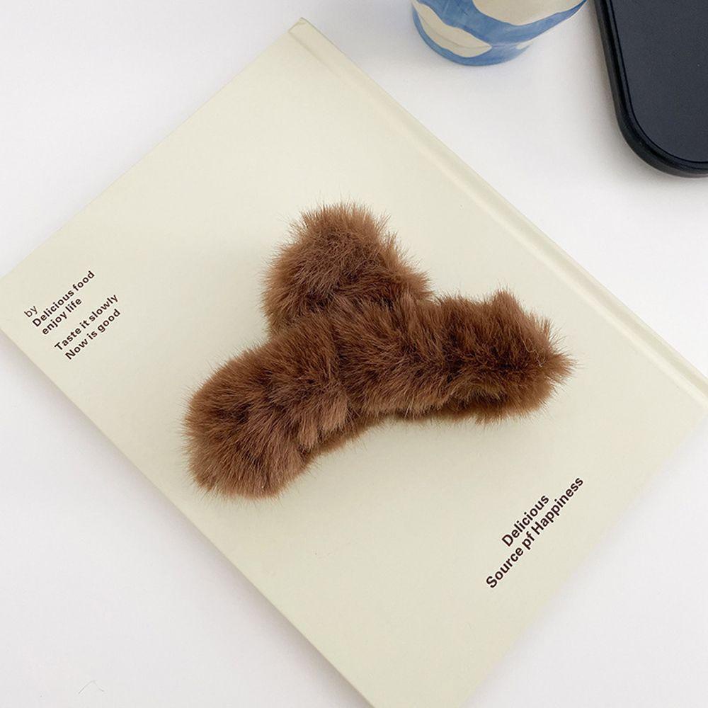 Kẹp Tóc Càng Cua Đính Lông Giả Dễ Thương Thời Trang Thu Đông