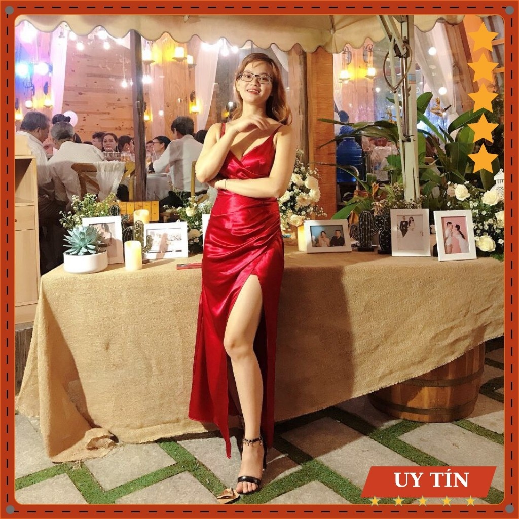 Đầm dạ hội maxi phi cổ đắp chéo xẻ đùi kèm ảnh thật/đầm dự tiệc Eva_home_fashion | BigBuy360 - bigbuy360.vn