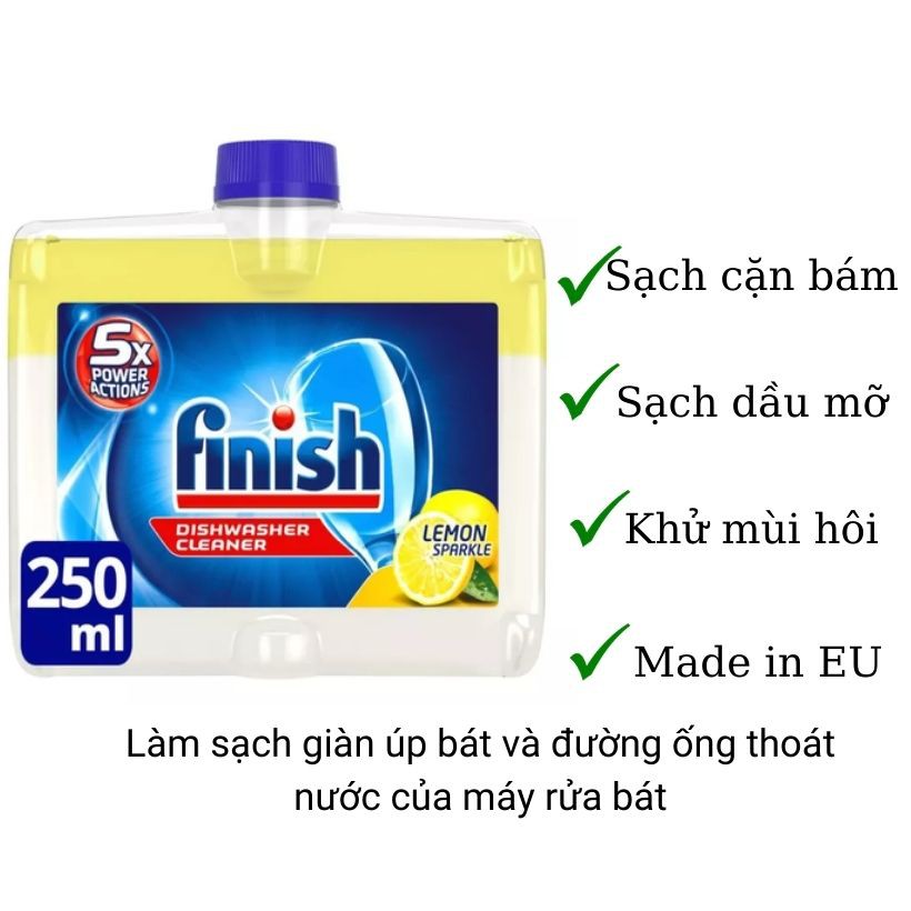 Dung dịch vệ sinh máy rửa bát, nước vệ sinh máy rửa bát Finish 250ml hương chanh