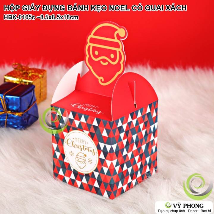 HỘP GIẤY ĐỰNG BÁNH KẸO NOEL GIÁNG SINH CÓ QUAI HỘP ĐỰNG QUÀ TẶNG CHRISTMAS HÌNH THIÊN SỨ ÔNG GIÁ NÔ EN HBK-0165