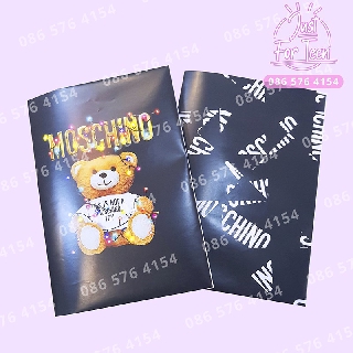 HOT - Bọc vở Gấu Moschino brand đen siêu chất - bao tập hàng hiệu cho nữ đáng yêu sang chảnh
