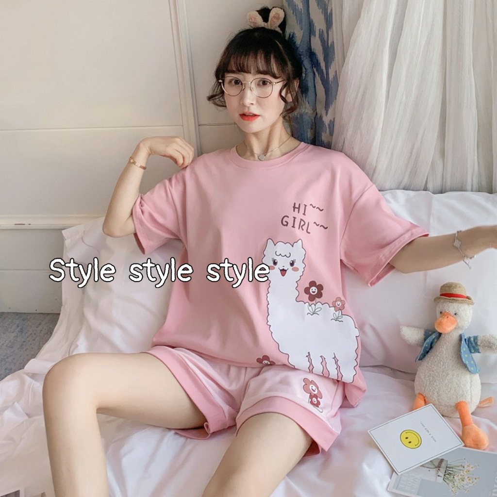 Bộ đồ mặc nhà họa tiết hoạt hình dễ thương chất cotton mềm mát mùa hè BC08 (bầu bí nhỏ bon chen)
