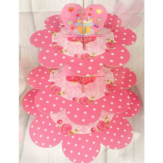 Kệ Giấy Cupcake 3 Tầng – Giao Màu Và Họa Tiết Ngẫu Nhiên