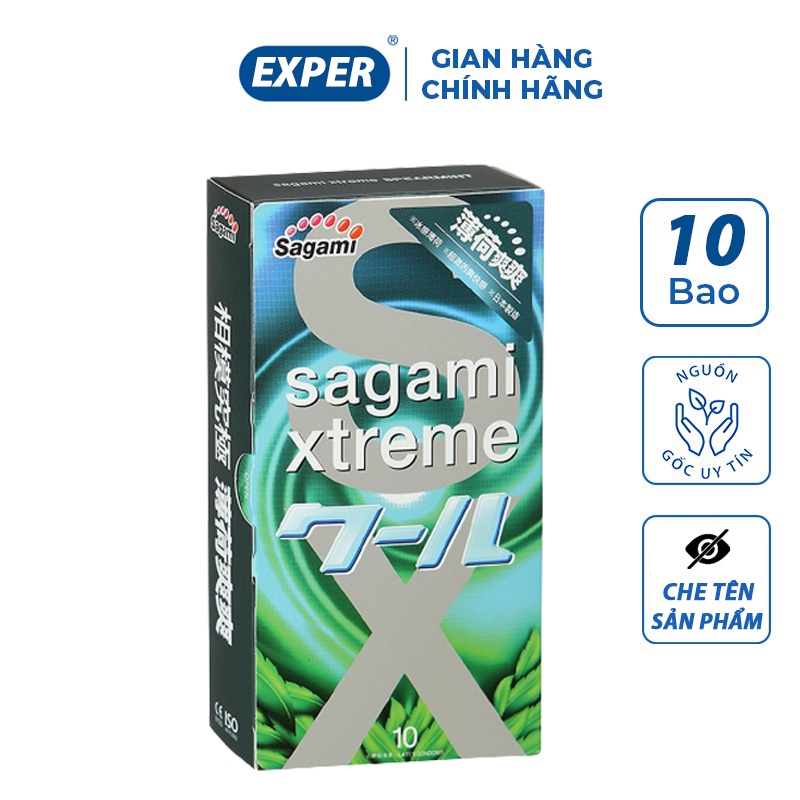 Bao cao su Sagami Spearmint Bạc Hà, bcs siêu mỏng chống xuất tinh sớm kéo dài thời gian