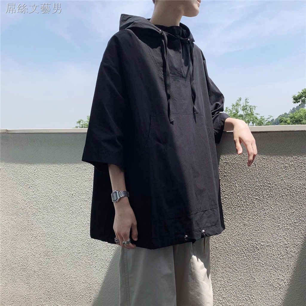 Áo Hoodie Tay Lỡ Dáng Rộng Màu Sắc Trẻ Trung Phong Cách Hàn Quốc Cho Nam