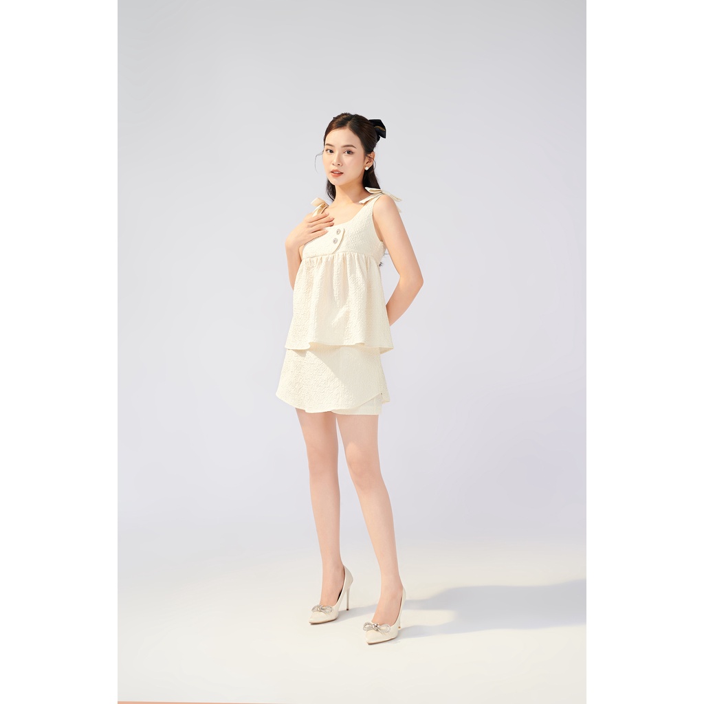 Somee studio Áo 2 dây baby doll đính đá Jardin top