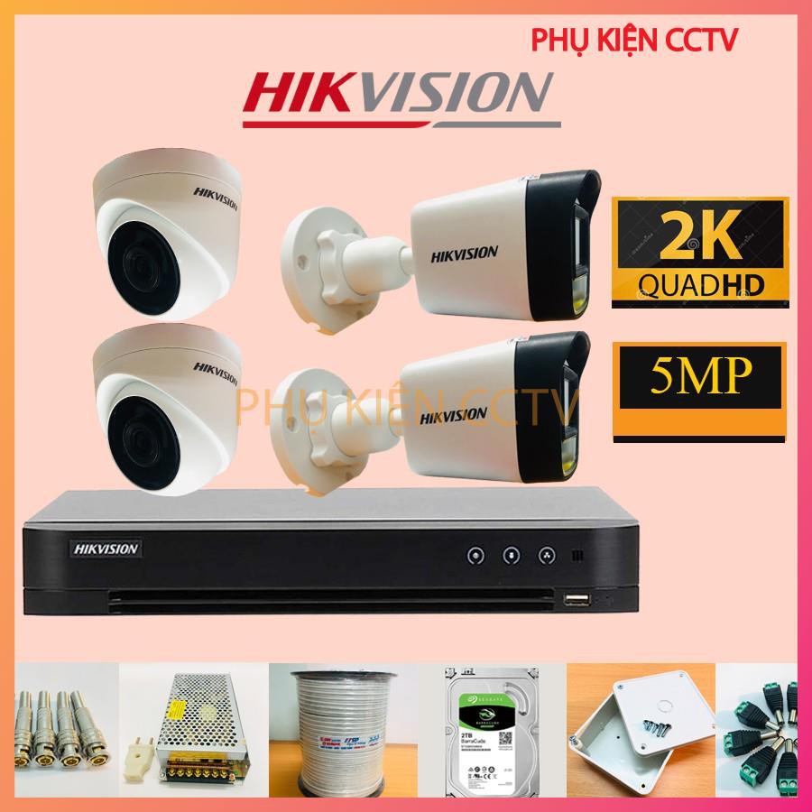 Trọn  Bộ Camera 1/2/3/4 Mắt 5Mp Hikvision Chính Hãng (FULL PHỤ KIỆN LẮP ĐẶT), Ổ Cứng Tùy Chọn | BigBuy360 - bigbuy360.vn