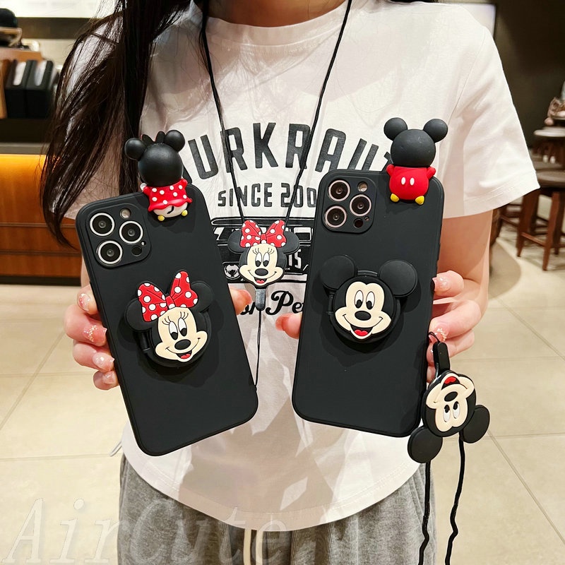 Ốp điện thoại dây đeo giá đỡ gương chuột thích hợp cho iPhone 14 13 12 11 Pro Max X XR XS Max 8 7 6 6S Plus SE 2020