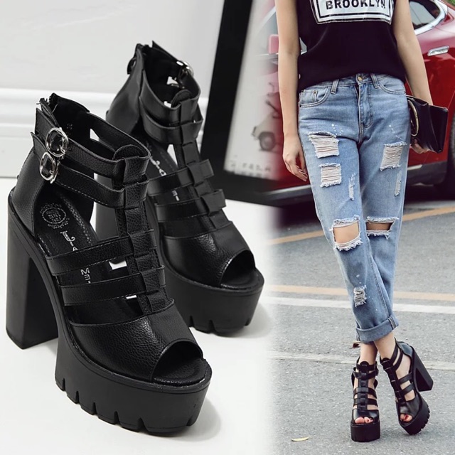 Giày sandal chiến binh đế vuông 13cm