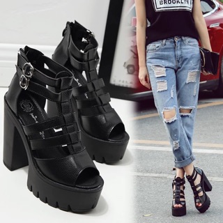 Giày sandal chiến binh đế vuông 13cm