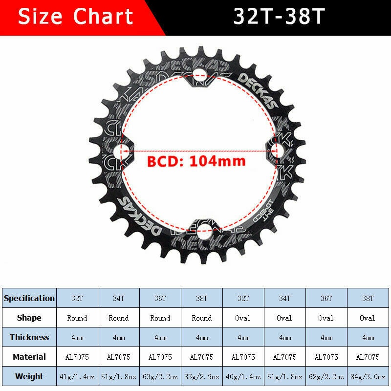 Deckas Bộ 2 Vòng Dây Xích Rộng 40t 42t 44t 46t 48t 50t 52t mtb 104bcd Chuyên Dụng Cho Xe Đạp