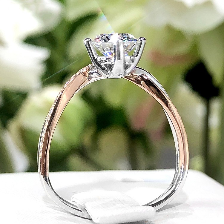 Nhẫn bạc 925 sáng tạo hình chữ V pt950 Đồ trang sức có thể điều chỉnh bằng kim cương bằng vàng hồng