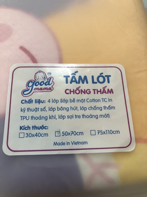 [Mã FMCG8 giảm 8% đơn 500K] Lót chống thấm Goodmama sợi tre 4 lớp? kích thước 50x70cm hàng xịn