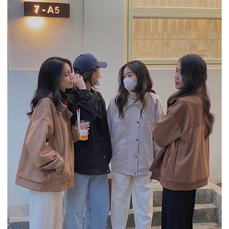 áo khoác da lộn cổ bẻ tay xếp ly JB180 LOLLIE STUDIO