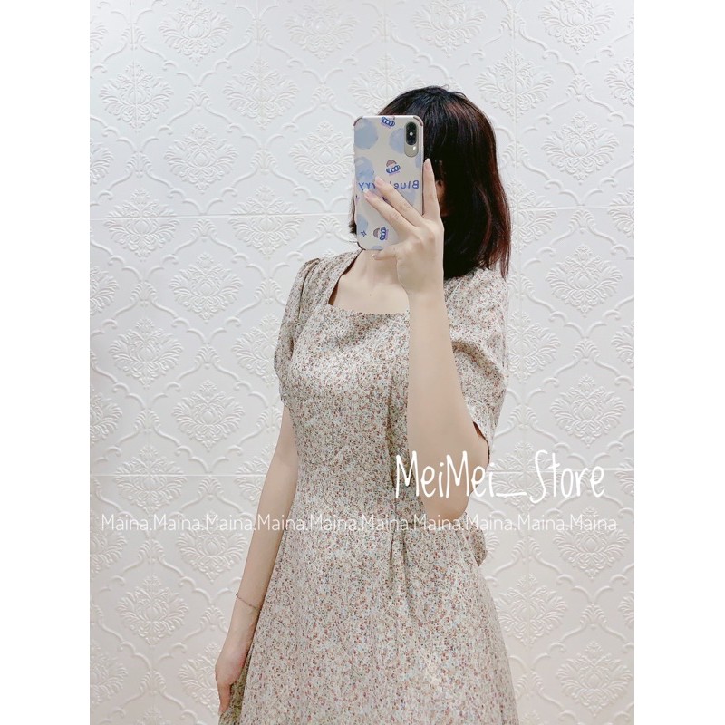 Váy hoa nhí cổ vuông cộc tay K.e.r [Ảnh thật/sẵn] | BigBuy360 - bigbuy360.vn