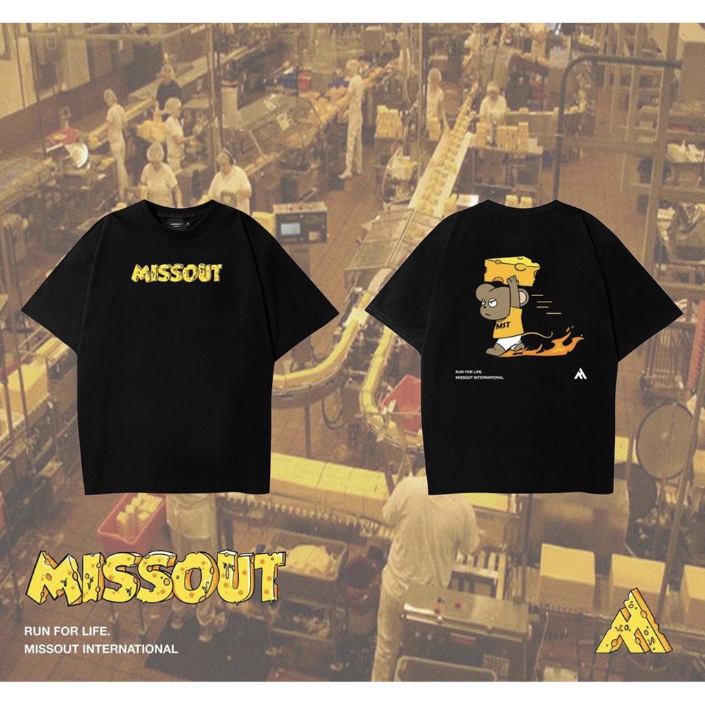 Áo Thun CHUỘT RUN FOR LIFE MIS.OUT. Ulzzang Unisex 1hitshop | BigBuy360 - bigbuy360.vn